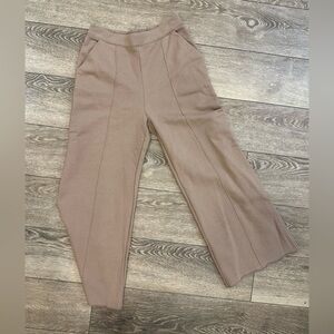 T Kees SZ 4 Casual Cotton Wide Leg Tan Women's Pants Comfy Pull On Elastic Waist